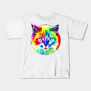 Colorful Rainbow Cats Digital Portrait (MD23Ar008) Kids T-Shirt